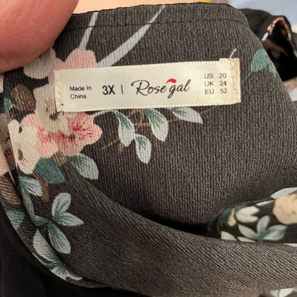 Rosegal Floral High Low Dress With Sheer Cape Style Bodice Overlay 3X 20 - Picture 5 of 5